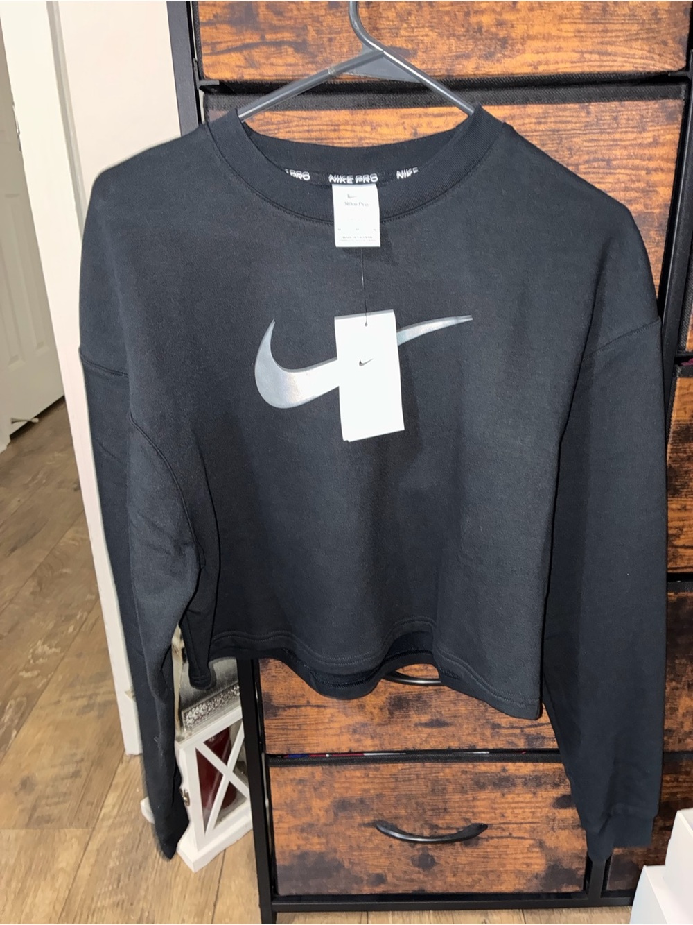 Nike Black Crewneck Sweatshirt with Silver Swoosh
